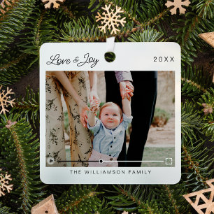 Ornement En Métal Amour & Joie Moderne Minimal QR Code Message vidéo