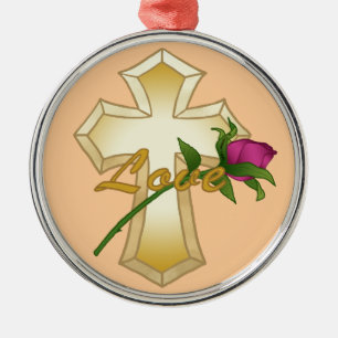 Ornement En Métal Amour Rose Croix chrétienne