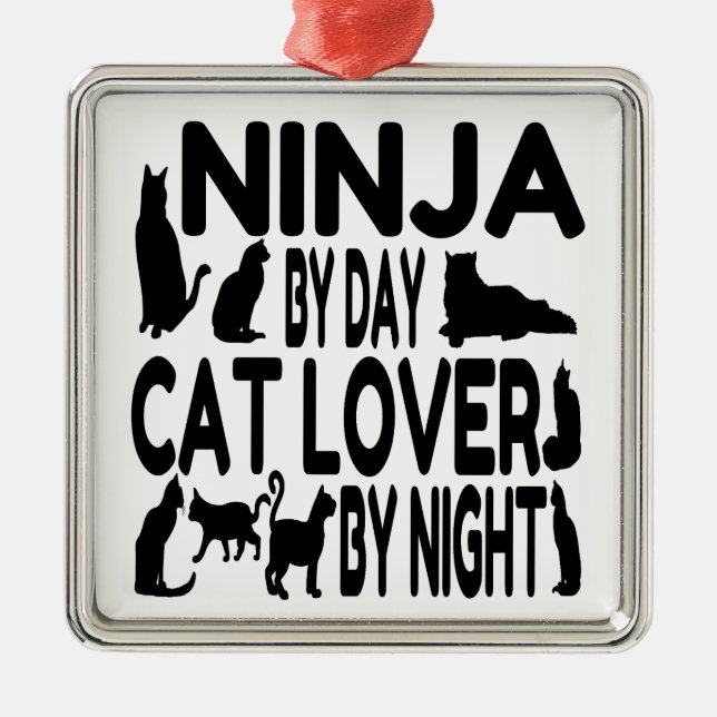 Ornement En Métal Amoureux des chats Ninja (Devant)