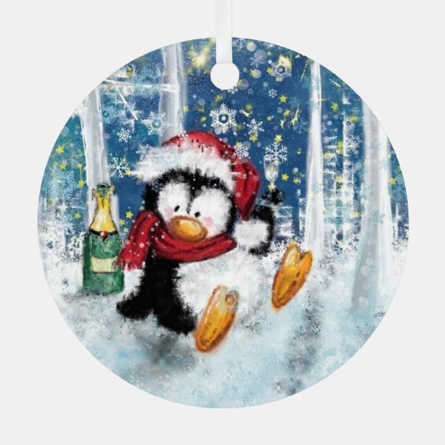 Ornement En Métal Amusant pénguin de Noël (Verso)