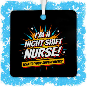 Ornement En Métal Amusante Superpower Night Shift Infirmière Appréci