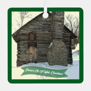ORNEMENT EN MÉTAL "ANCIEN JOURNAL CABINE DANS LA NEIGE" ORNAMENT DE