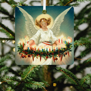 Ornement En Métal Ange de Noël chrétien victorien rétro vintage