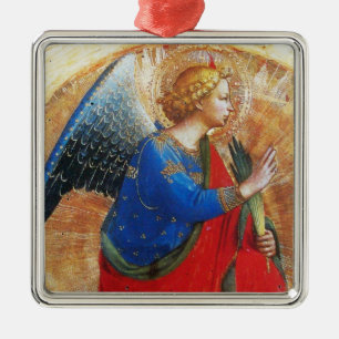 Ornement En Métal ANGE EN BLEU ROUGE OR, Archange Gabriel