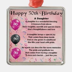 Ornement En Métal Anniversaire de poème de fille 30ème
