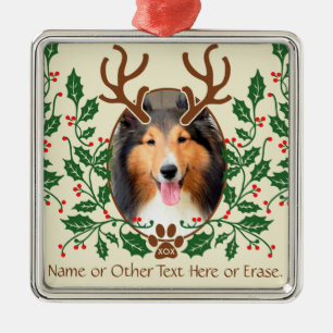 Ornement En Métal Antlers de Noël pour chien / chat Personnaliser l
