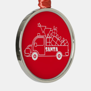 Ornement En Métal Aperçu camion de Noël Père Noël vue côté voiture