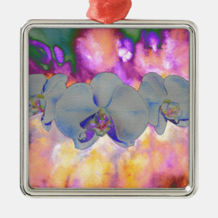 Ornement En Métal Aquarelle Abstraite orchidées tropicales