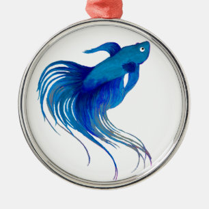 Ornement En Métal Aquarelle Bêta bleue
