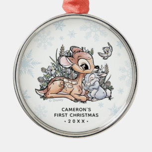 Ornement En Métal Aquarelle bois Bambi   Premier Noël du bébé