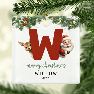 Ornement En Métal Arbre de Noël avec monogramme lettre W pour enfant