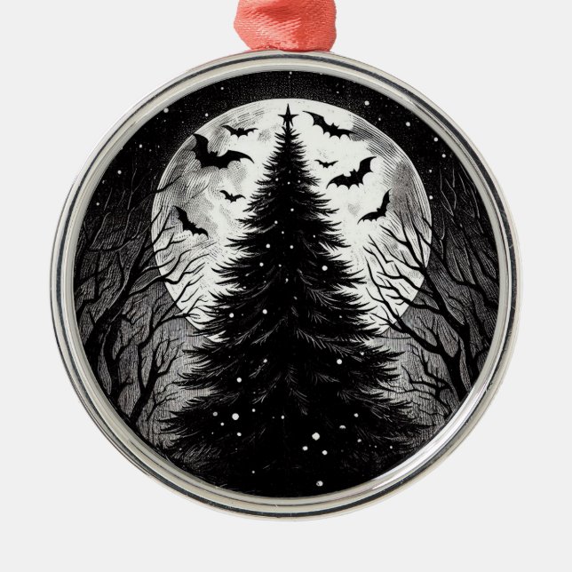 Ornement En Métal Arbre de Noël gothique avec chauves-souris Éffraya (Devant)