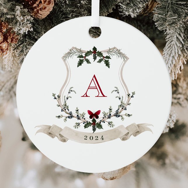 Ornement En Métal Arbre de Noël Monogramme vintage (Créateur téléchargé)