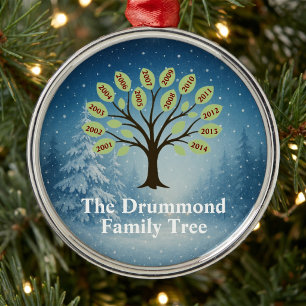 Ornement En Métal Arbre Familial Avec Années De Naissance