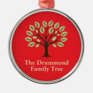 Ornement En Métal Arbre Familial Avec Années De Naissance