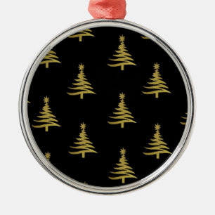 Ornement En Métal Arbres de Noël en or sur noir