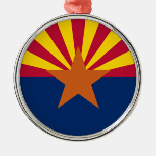 Ornement En Métal Arizona Drapeau : Réglage de Star Sun, État du cui