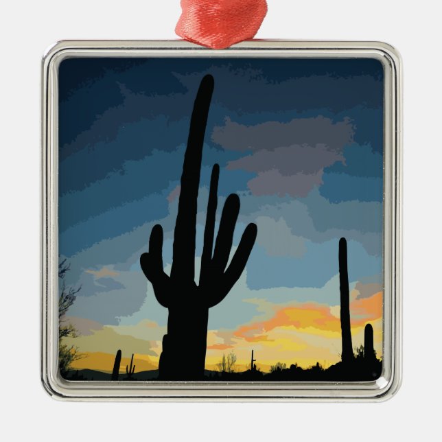 Ornement En Métal Arizona Saguaro Cactus Sunset sud-ouest (Devant)