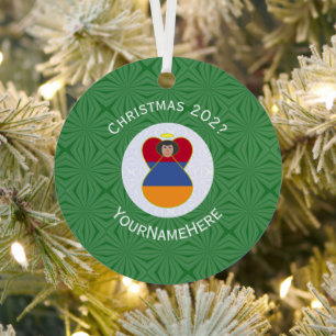 Ornement En Métal Armenian Flag Ange de Noël Nom Année