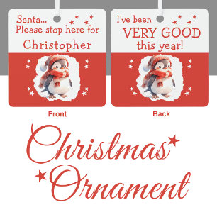 Ornement En Métal Arrêt de Père Noël nom mignon pingouin rouge