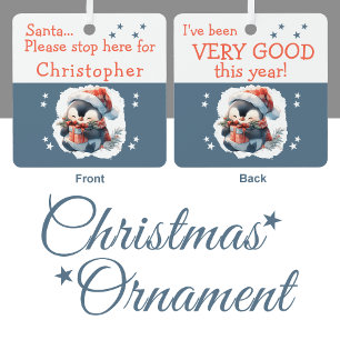 Ornement En Métal Arrêt de Santa nom mignon pingouin gris