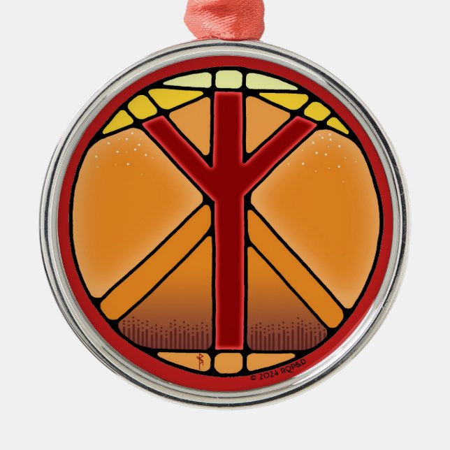 Ornement En Métal Art Nouveau Elhaz Rune de Protection (Devant)