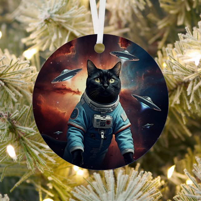 Ornement En Métal Astronaut de chat galactique (Insitu)