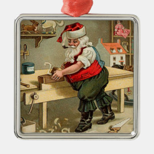 Ornement En Métal Atelier de Noël du Père Noël vintage