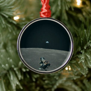 Ornement En Métal Atterrisseur lunaire Apollo et Terre se levant au-