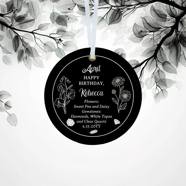 Ornement En Métal Avril Daisy et SweetPea Anniversaire Gardien (April Daisy and Sweet Pea Birthday Keepsake Metal Ornament)