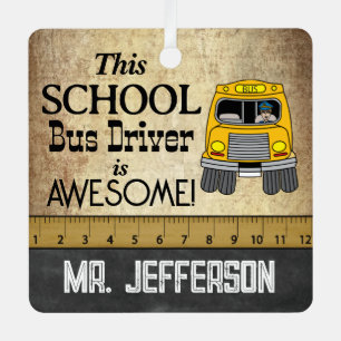 Ornement En Métal Awesome School Bus Driver    Vintage  