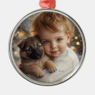 Ornement En Métal Baby & Puppy Christmas Magic Ornament