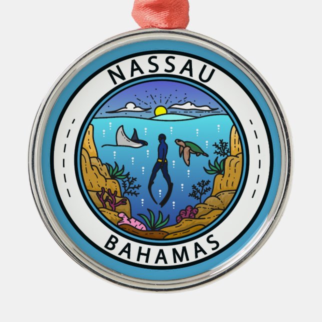 Ornement En Métal Badge de plongée Nassau Bahamas (Devant)