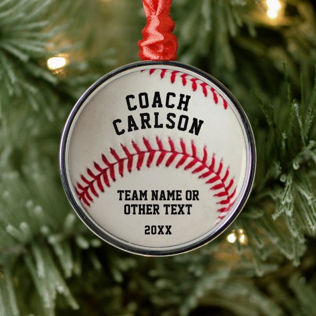 Ornement En Métal Bal Coach De Baseball Stitching Personnalisé (Arbre)