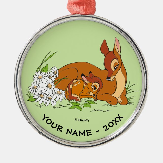 Ornement En Métal Bambi Se Repose Avec Sa Mère (Devant)