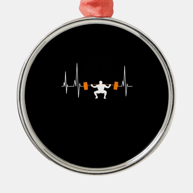 Ornement En Métal Barbell Weightlifting Heartbeat (Devant)