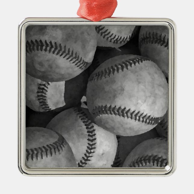 Ornement En Métal Baseball noir et blanc (Devant)