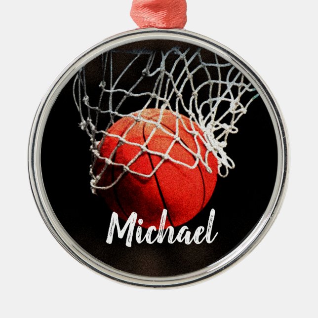Ornement En Métal Basketball Artework Votre nom Personnalisé (Devant)