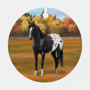 Ornement En Métal Beau Appaloosa Noir Quarter Horse Stallion