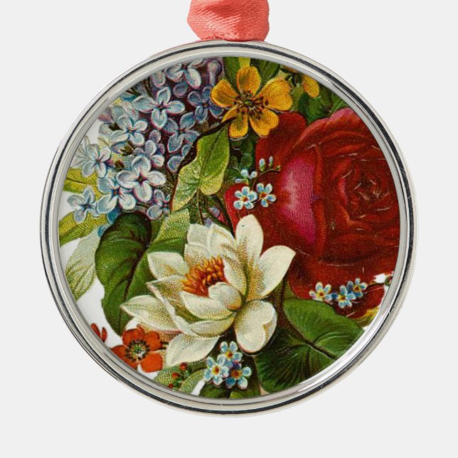 Ornement En Métal Beautiful Romantic Summer Bouquet with Red Rose (Devant)