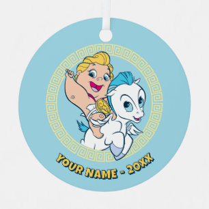 Ornement en métal Bébé Hercule chevauchant Pégase