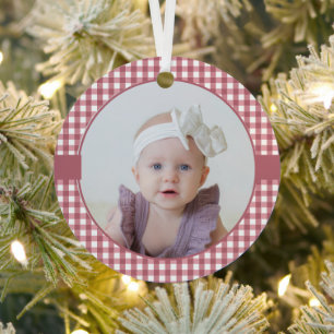 Ornement En Métal Bébé sur mesure mignon fille de Noël premier Rose 