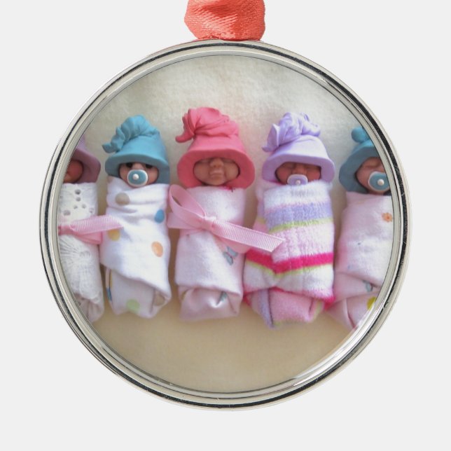 Ornement En Métal Bébés d'argile, casquettes d'Elf, sommeil, (Devant)
