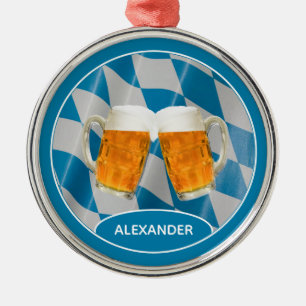 Ornement En Métal Beer Bavarois drapeau personnalisé Noël