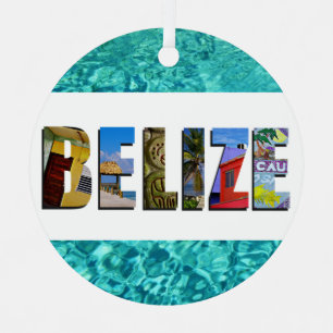 Ornement En Métal Belize Tropical Beach Blue Ocean Christmas