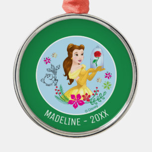 Ornement En Métal Belle   Belle Holding Verre Rose Ajouter Votre Nom