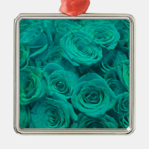 Ornement En Métal Belles fleurs turquoises roses turquoises