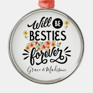 Ornement En Métal Besties pour la vie BFF Friends Forever Cadeau