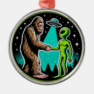 Ornement En Métal Bigfoot Alien Alliance - Funny Scifi Cryptid