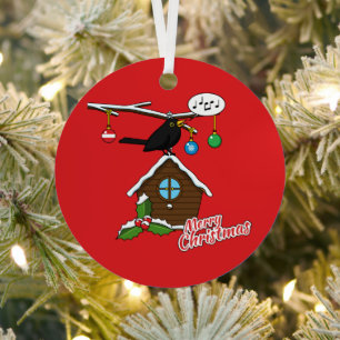 Ornement En Métal Bird House Joyeux Noël